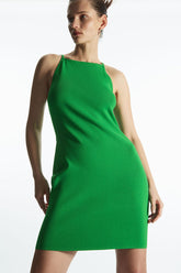 Schickes, figurbetontes, ärmelloses Minikleid aus Rippstrick mit Rundhalsausschnitt - Grün